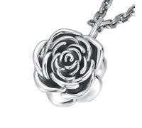 VOYADE S925 Sterling Silver Fashion Rose Pendant, Women's Delicate Flower Collarbone Chain Pendant Necklace,Silver,Single Pendant