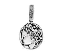 VOYADE S925 Sterling Silver Goddess Statue Double-Sided Pattern Pendant, Men And Women Simple Personalised Sterling Silver Pendant Necklace,Silver,Pendant + Chain 65cm