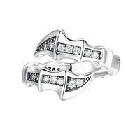VOYADE S925 Sterling Silver Irregular Ring for Men And Women with Live Set Diamonds Vintage Personalised Ring,Silver,9