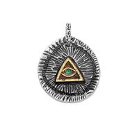VOYADE S925 Sterling Silver Irregular Slate Round Tag Pendant, Vintage Sterling Silver Men's Pendant Necklace,Silver,Pendant + Chain 65cm