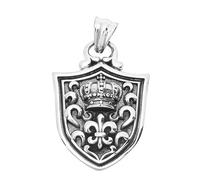 VOYADE S925 Sterling Silver Kirk Cross Flower Crown Shield Pendant, Men's And Women's Vintage Fashion Versatile Sterling Silver Pendant Necklace,Silver,Single Pendant