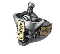 VOYADE S925 Sterling Silver Men's Fashion Ring, Personalised Open Vintage Skull And Crossbones Zombie Ring,Silver,9