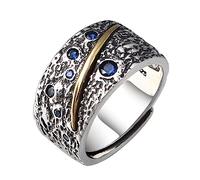VOYADE S925 Sterling Silver Men's Fashion Ring, Vintage Personalized Open Star Shooting Star Sterling Silver Ring,Silver,7