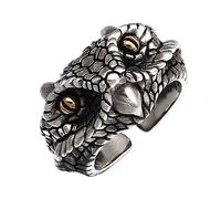 VOYADE S925 Sterling Silver Men's Fashion Ring, Vintage Personalized Opening Dominant Snake Ring,Silver,10