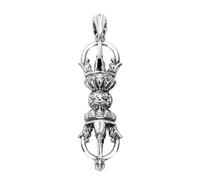 VOYADE S925 Sterling Silver Om Mani Padme Hum Lotus Dragon Head Vajra Pendant, Men's And Women's Personality Fashion Matching Sterling Silver Pendant Necklace,Silver,Pendant + Chain 70cm