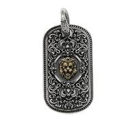 VOYADE S925 Sterling Silver Personalised Lion Square Pendant, Men's Personalised Versatile Silver Pendant Necklace,Silver,Pendant + Chain 50cm