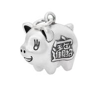 VOYADE S925 Sterling Silver Piggy Pendant, Vintage Fashion Hundred Sterling Silver Pendant Necklace,Silver,Single Pendant