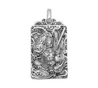 VOYADE S925 Sterling Silver Qi Tian Da Sheng Sun Wukong Pendant, Vintage Fashion Hundred Sterling Silver Pendant Necklace,Silver,Pendant + Chain 55cm