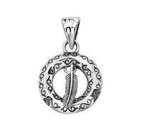 VOYADE S925 Sterling Silver Round Feather Pendant, Men's And Women's Personalized Tide Fashionable And Versatile Sterling Silver Pendant Necklace,Silver,Pendant + Chain 65cm