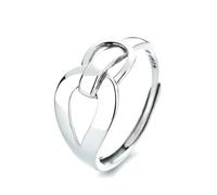 VOYADE S925 Sterling Silver Simple Geometric Buckle Ring, Niche Character Design Open Ring,Silver,9