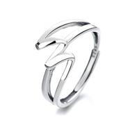 VOYADE S925 Sterling Silver Simple Line Irregular Ring with Personalized Opening for Ladies Sterling Silver Ring,Silver,8