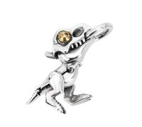 VOYADE S925 Sterling Silver Small Tyrannosaurus Rex Pendant, Sterling Silver Cute Dinosaur Pendant Necklace,Silver,Pendant + Chain 60cm