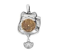 VOYADE S925 Sterling Silver Ten Million Liang Cat Feng Sheng Shui Qi Transport Pendant, Men And Women Personalized Fashion Versatile Sterling Silver Pendant Necklace,Silver,Pendant + Chain 60cm