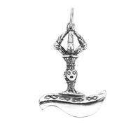 VOYADE S925 Sterling Silver Three Sided Puba Diamond Axe Blade Pendant, Men And Women's Personalized Fashion Versatile Sterling Silver Pendant Necklace,Silver,Pendant + Chain 50cm