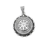 VOYADE S925 Sterling Silver Tibetan Tantric Falun Gawu Box Pendant, Men And Women Personalized Fashion Versatile Sterling Silver Pendant Necklace,Silver,Pendant + Chain 50cm