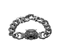 VOYADE S925 Sterling Silver Tiger Head Bracelet for Men, Personalised Masculine Sterling Silver Bracelet,Silver,21cm