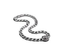 VOYADE S925 Sterling Silver Tiger Head Cuba Collarbone Chain Necklace, Men And Women Fashionable Rotatable Tiger Head Silver Necklace,Silver,50cm