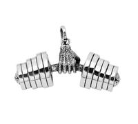 VOYADE S925 Sterling Silver Vintage Hand Raised Dumbbell Pendant, Men And Women's Personality Hundred Matching Sterling Silver Pendant Necklace,Silver,Pendant + Chain 65cm