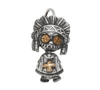 VOYADE S925 Sterling Silver Witch Doll Indian Chief Pendant, Vintage Fashion Versatile Sterling Silver Pendant Necklace,Silver,Pendant + Chain 60cm