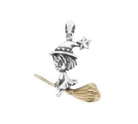 VOYADE S925 Sterling Silver Witch Pendant, Vintage Fashionable And Versatile Sterling Silver Pendant Necklace,Silver,Single Pendant