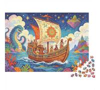 Voyage Adventure 1000 Piece Jigsaw Puzzle Recycled Paper Sailboat Adult Jigsaws Impossible Hard Difficult Challenging Relieve Senile Dementia Fun 52x38cm/1000pcs