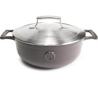 Voyage Cast Iron 25cm / 3.5QT Saucier with Stainless Steel Lid - Rabbit Grey