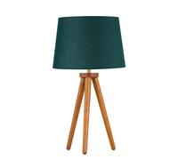 Voyage - Dark Oak Table Lamp or Bedside Light with Dark Green Shade First Choice Lighting Brown One Size