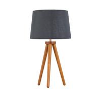 Voyage - Dark Oak Table Lamp or Bedside Light with Grey & Silver Shade First Choice Lighting Brown One Size