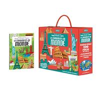 Voyage, découvre et explore. Les monuments du monde: Avec un puzzle ovale de 200 pièces, 32 silhouettes, 1 livre et 1 poster