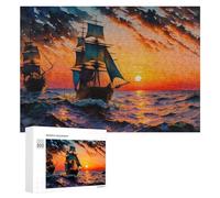 Voyage Into The Sunset Illustrated Jigsaw Puzzle for Adults, 300 PCS