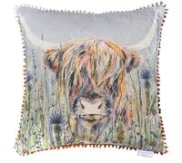 Voyage Maison - Alfie Silver - Highland Cow Cushion - Multi & Silver 50cm x 50cm