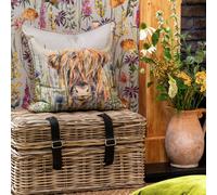 Voyage Maison Alfie Highland Cow Loop Edge Cushion in Silver | Size: 50 cm x 50 cm Voyage Maison Silver 50 cm x 50 cm