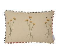 Voyage Maison Allimore Feather Filled Cushion - Rustic Wildflower Floral Country Cotton Suede (Linen - 30x50cm)