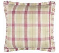 Voyage Maison Arrochar Outdoor Polyester Filled Cushion - Classic Tartan Water-Resistant Cotton Linen Fringed Decorative Pillow (Elderberry - 50cm x 50cm)