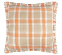 Voyage Maison Arrochar Outdoor Polyester Filled Cushion - Classic Tartan Water-Resistant Cotton Linen Fringed Decorative Pillow (Russet - 50cm x 50cm)