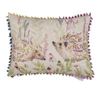 Voyage Maison Buttons and Ginger Feather Filled Cushion - Loop Edge Trim Woodland Animal Decorative Pillow (Linen - 25x35cm)