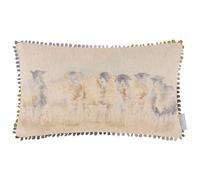 Voyage Maison Come Bye Feather Filled Cushion - Hand-Painted Sheep Watercolour Linen Blend Country Charm Luxury Decor (Multicolour - 30x50cm)