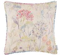 Voyage Maison Country Hedgerow Feather Filled Cushion - Watercolour Florals Velvet Loop Trim British Nature Inspired (Multicolour - 50x50cm)