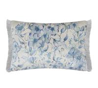 Voyage Maison Daphne Feather Filled Cushion - Fringed Nature Inspired Watercolour Floral Botanical (Blue - 40x60cm)