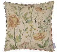 Voyage Maison Delamere Cushion Cover - Watercolour Wildflowers Cotton Blend Sueded Denim Country Decorative Case (Apricot - 50x50cm)