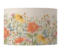 Voyage Maison Delamere Eva Lamp Shade (Orange - 29x50x50cm) | Watercolour Wildflowers British Springtime Palette Meadow Artistry Woven Texture Hand Rolled Edges