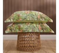 Voyage Maison Eden Ruins Pillowcase Pair - 100% Cotton Tropical Floral Design (Green)