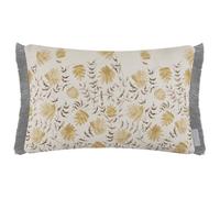 Voyage Maison Elai Cushion Cover - Watercolour Floral Block Print Ruche Trim Boho Country Decorative Case (Stone - 40x60cm)
