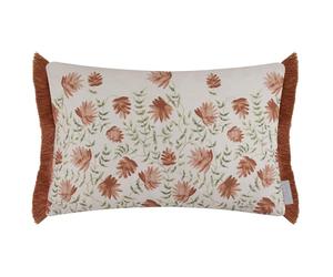 Voyage Maison Elai Cushion Cover - Watercolour Floral Block Print Ruche Trim Boho Country Decorative Case (Terracotta - 40x60cm)