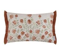 Voyage Maison Elai Feather Filled Cushion - Watercolour Floral Block Print Ruche Trim Boho Country Décor (Terracotta - 40x60cm)