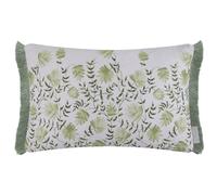 Voyage Maison Elai Feather Filled Cushion - Watercolour Floral Block Print Ruche Trim Boho Country Décor (Sage - 40x60cm)