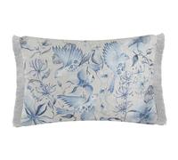 Voyage Maison Floella Feather Filled Cushion - Watercolour Floral Damask Bird Botanical Décor (Blue - 40x60cm)