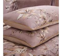 Voyage Maison Floella Pillowcase Pair - 100% Cotton Sateen Reversible Floral Damask (Purple)