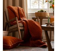 Voyage Maison Haze 100% Cotton Velvet Quilted Throw in Burnt Orange | Size: 140 cm x 200 cm Voyage Maison Burnt Orange 140 cm x 200 cm