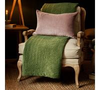 Voyage Maison Haze 100% Cotton Velvet Quilted Throw in Green | Size: 140 cm x 200 cm Voyage Maison Green 140 cm x 200 cm